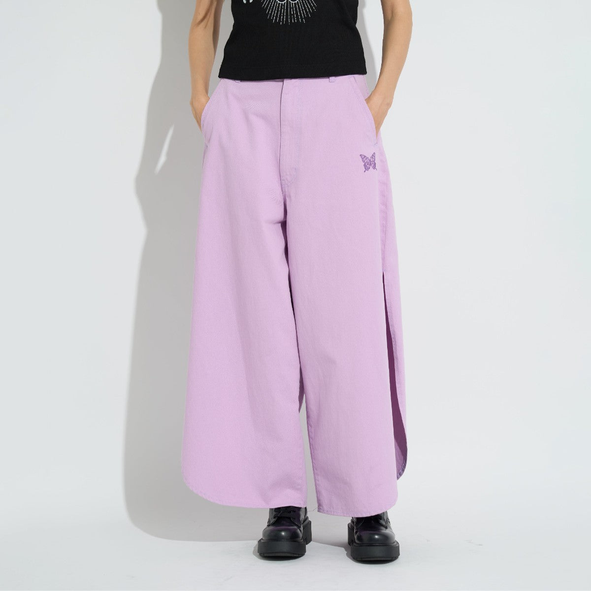 SIDE SLIT DENIM LONG PANTS