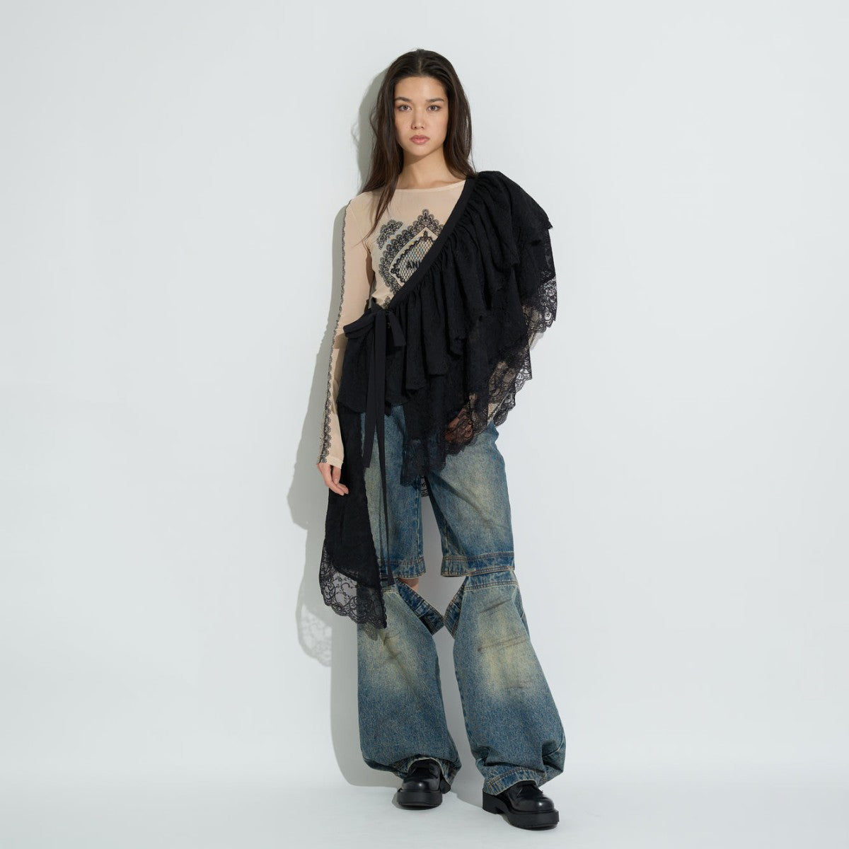 ASYMMETRICAL LACE SKIRT
