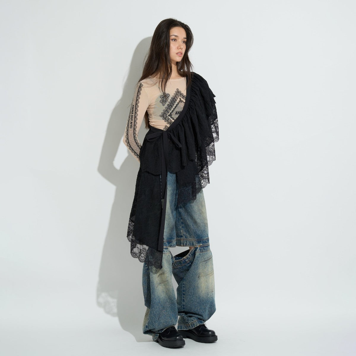 ASYMMETRICAL LACE SKIRT