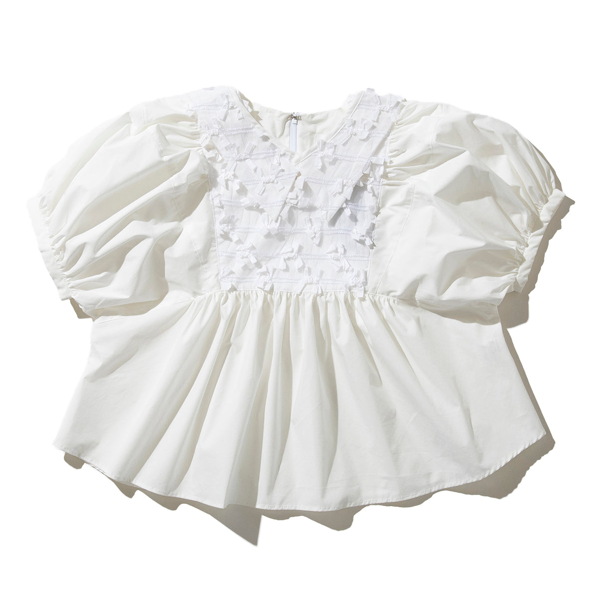 Ribbon tulle collared blouse