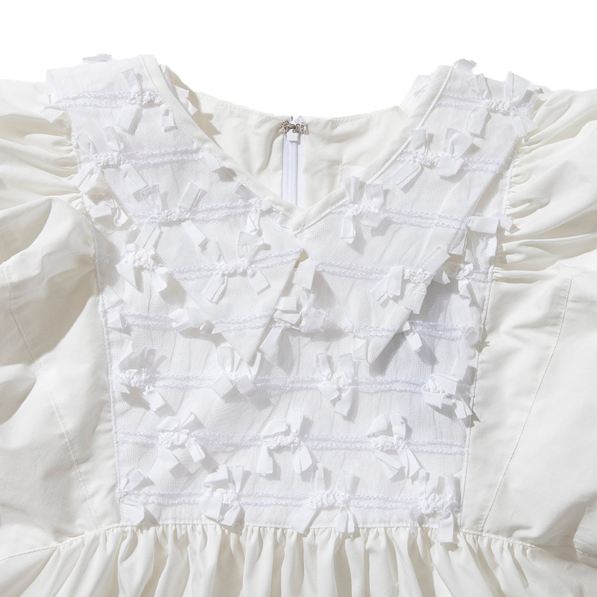 Ribbon tulle collared blouse