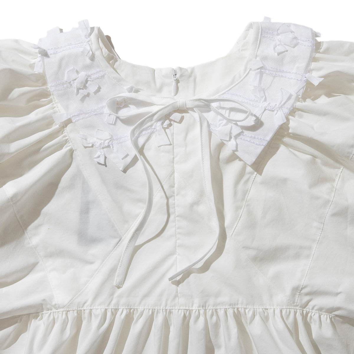 Ribbon tulle collared blouse