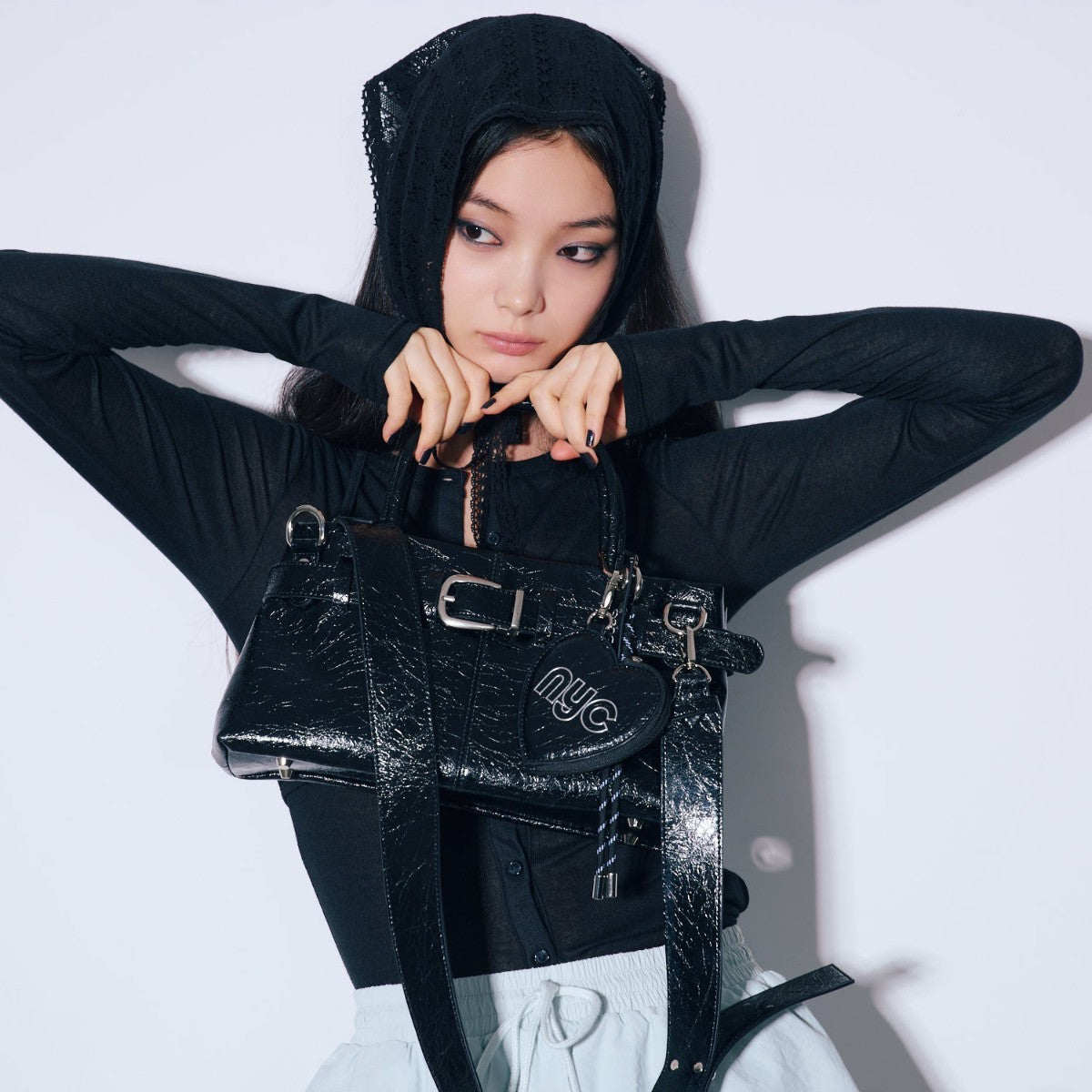 FAKE LEATHER BELT DESIGN BAG