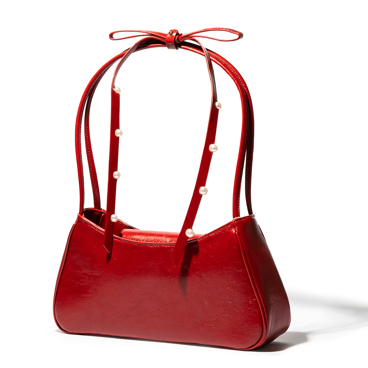 Shoulder Ribbon Enamel Bag