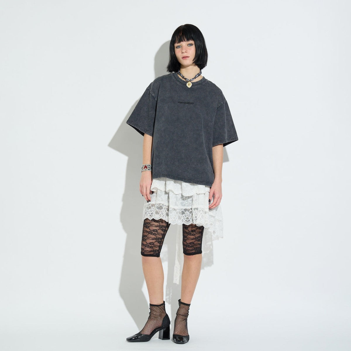 ASYMMETRICAL LACE SKIRT