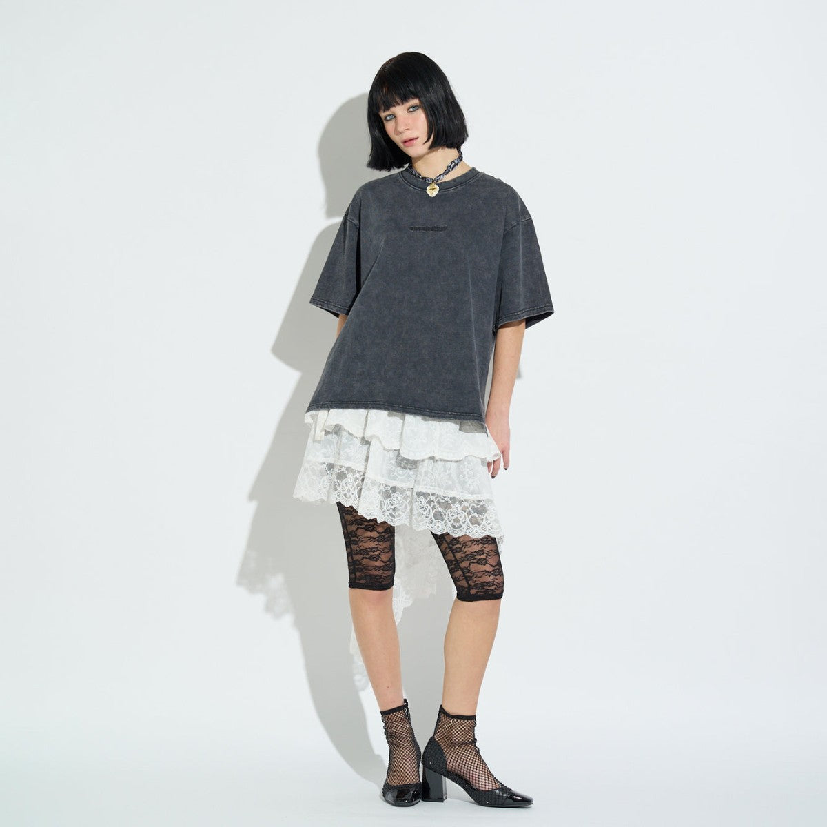 ASYMMETRICAL LACE SKIRT