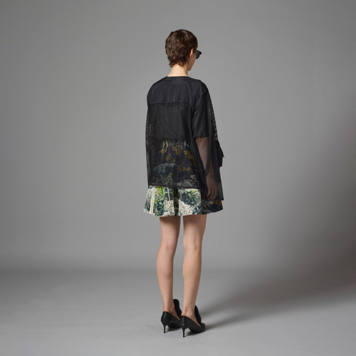 DIRECT PRINT RIB GATHER MINI SKIRT