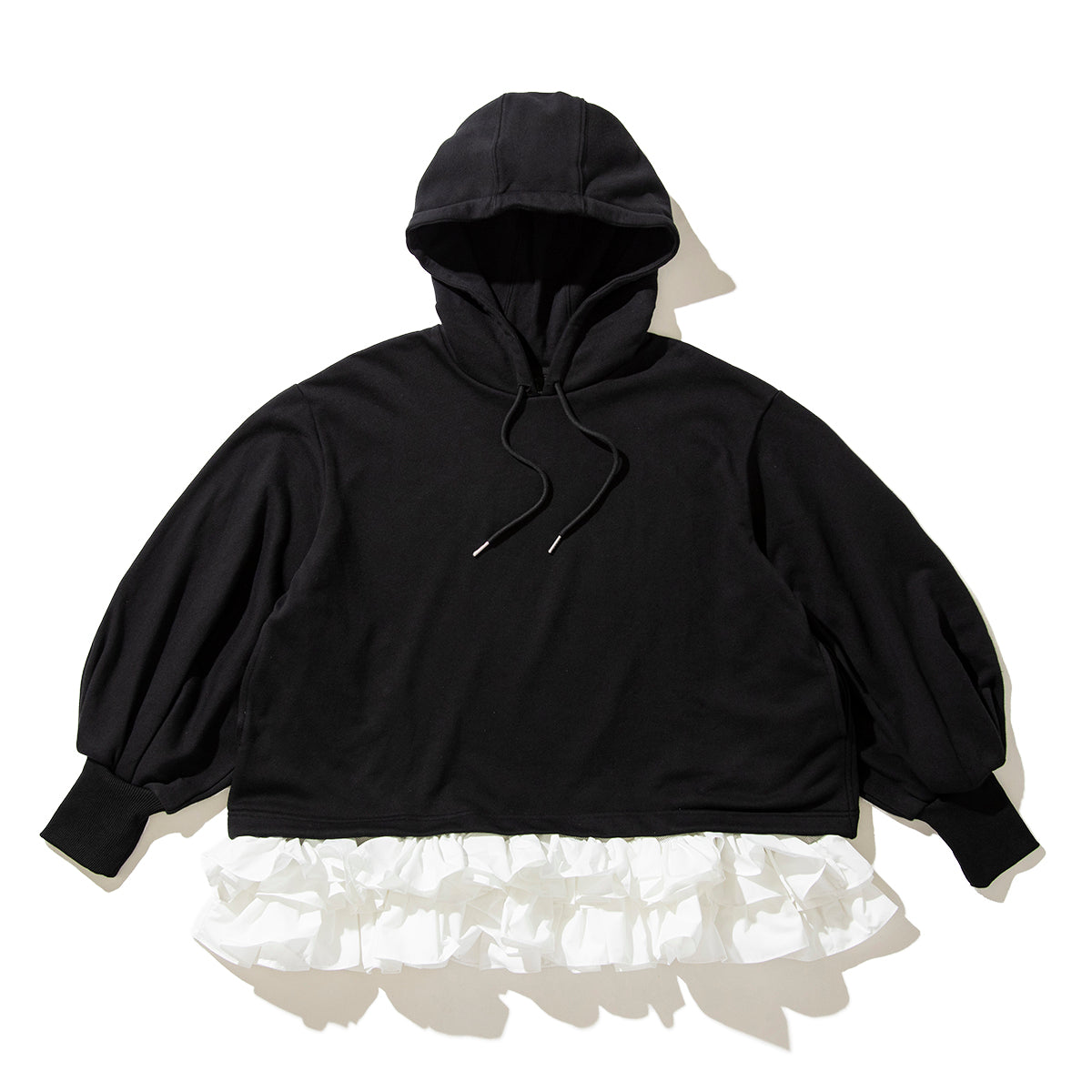 FRILL HEM SWEAT HOODIE