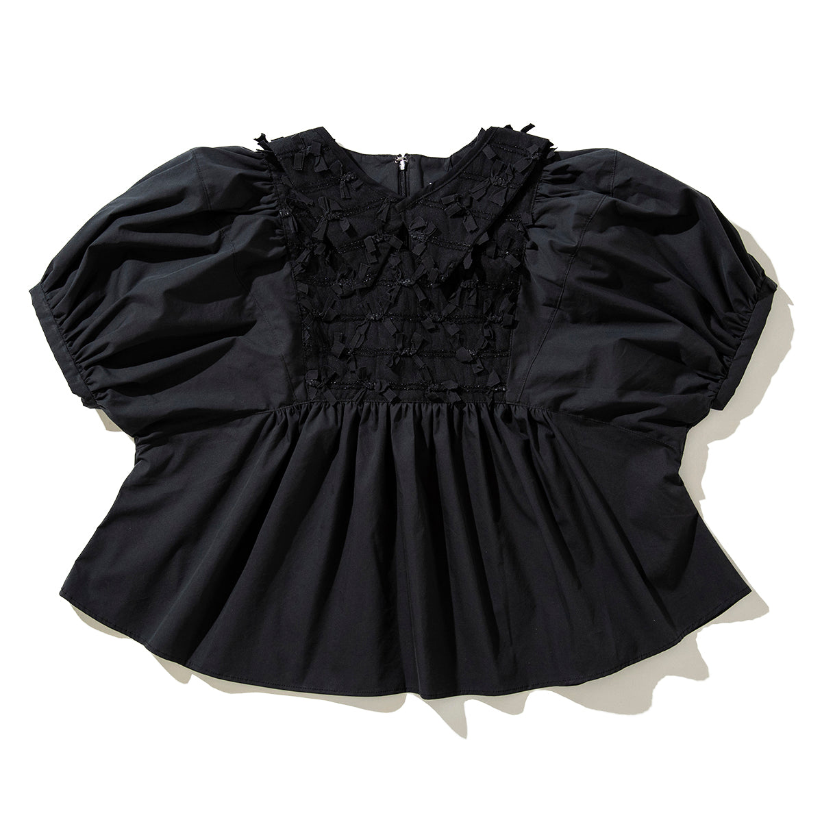 Ribbon tulle collared blouse