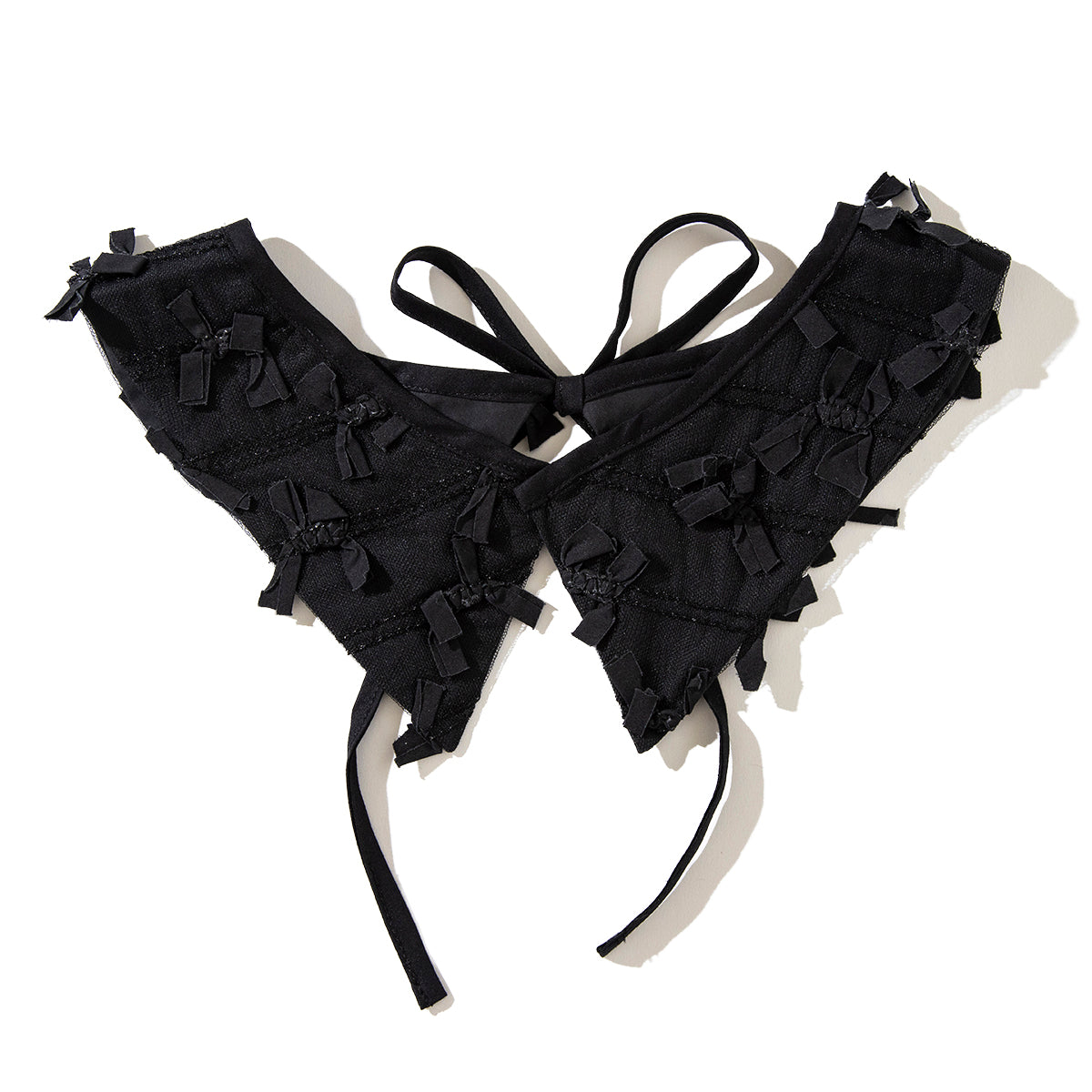 Ribbon tulle collared blouse