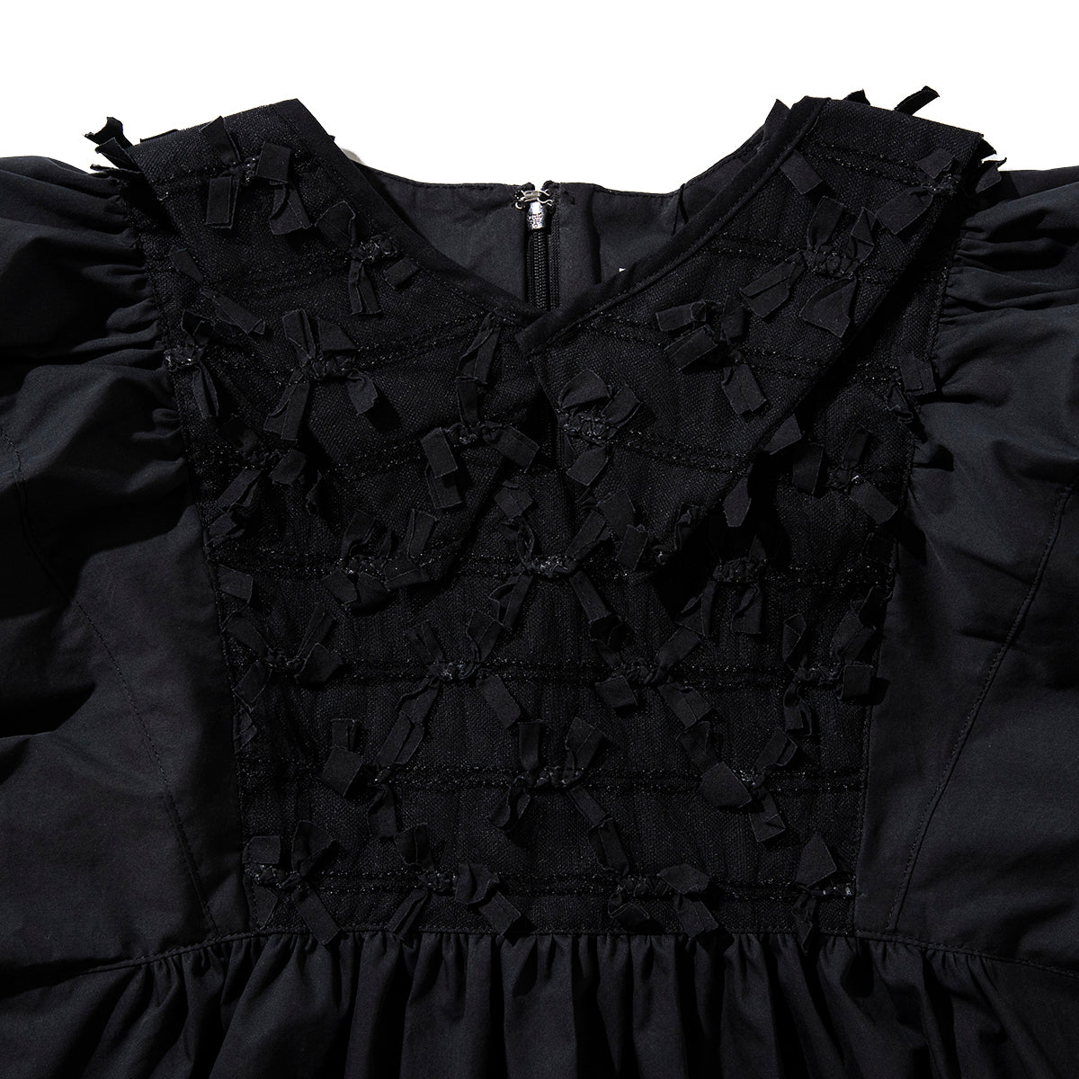 Ribbon tulle collared blouse