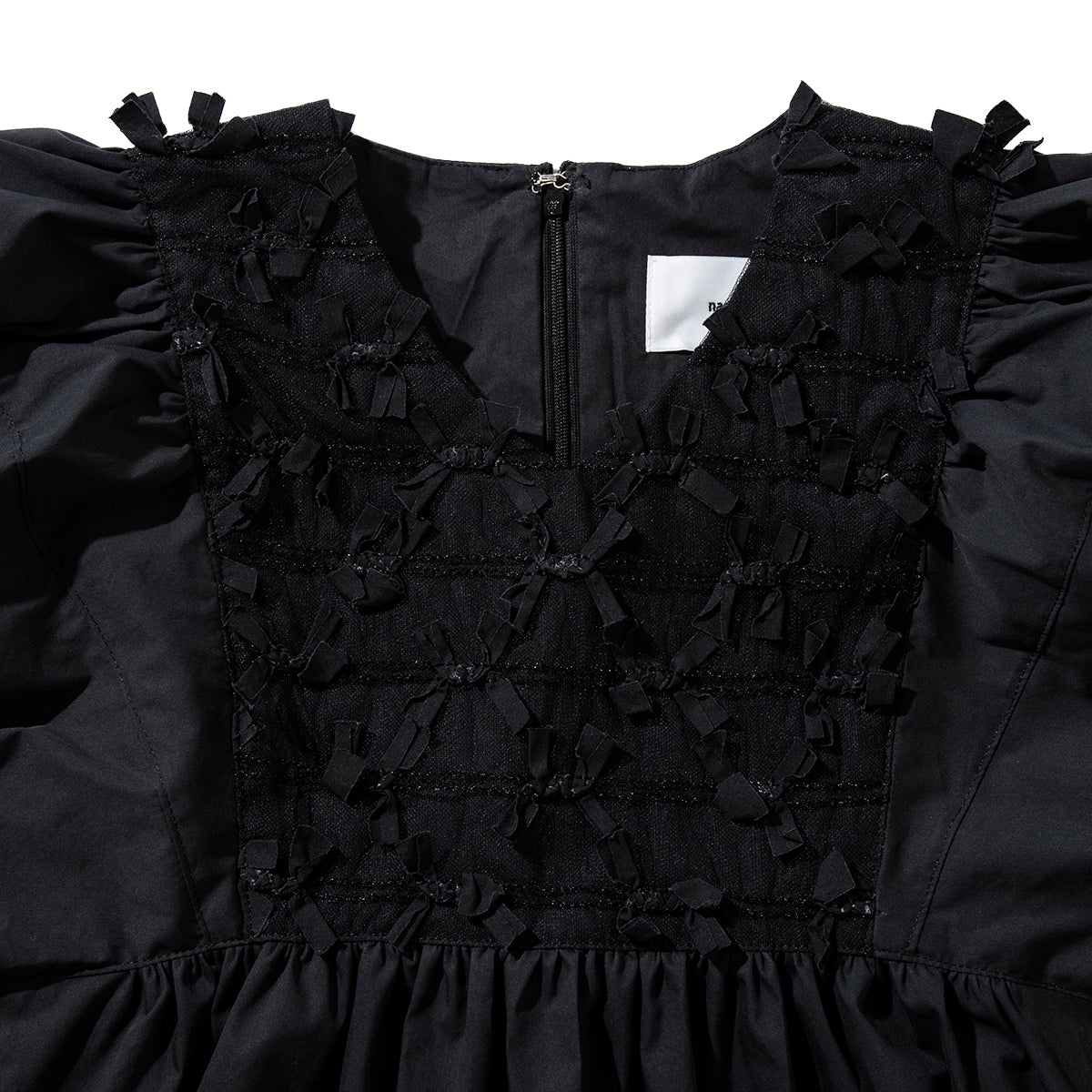 Ribbon tulle collared blouse