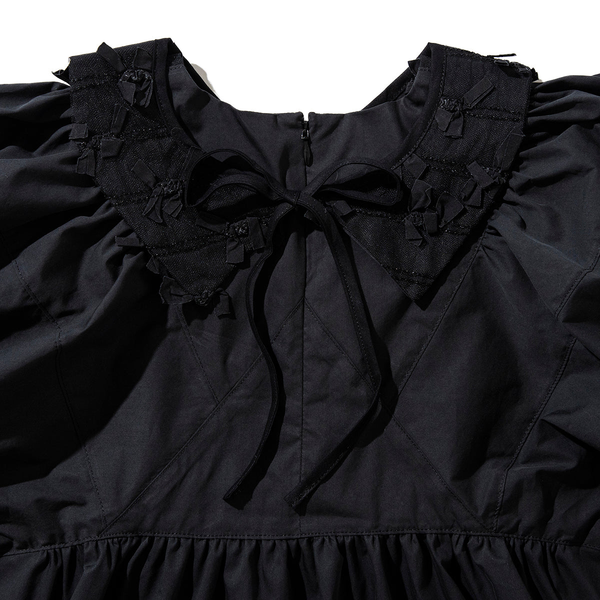 Ribbon tulle collared blouse