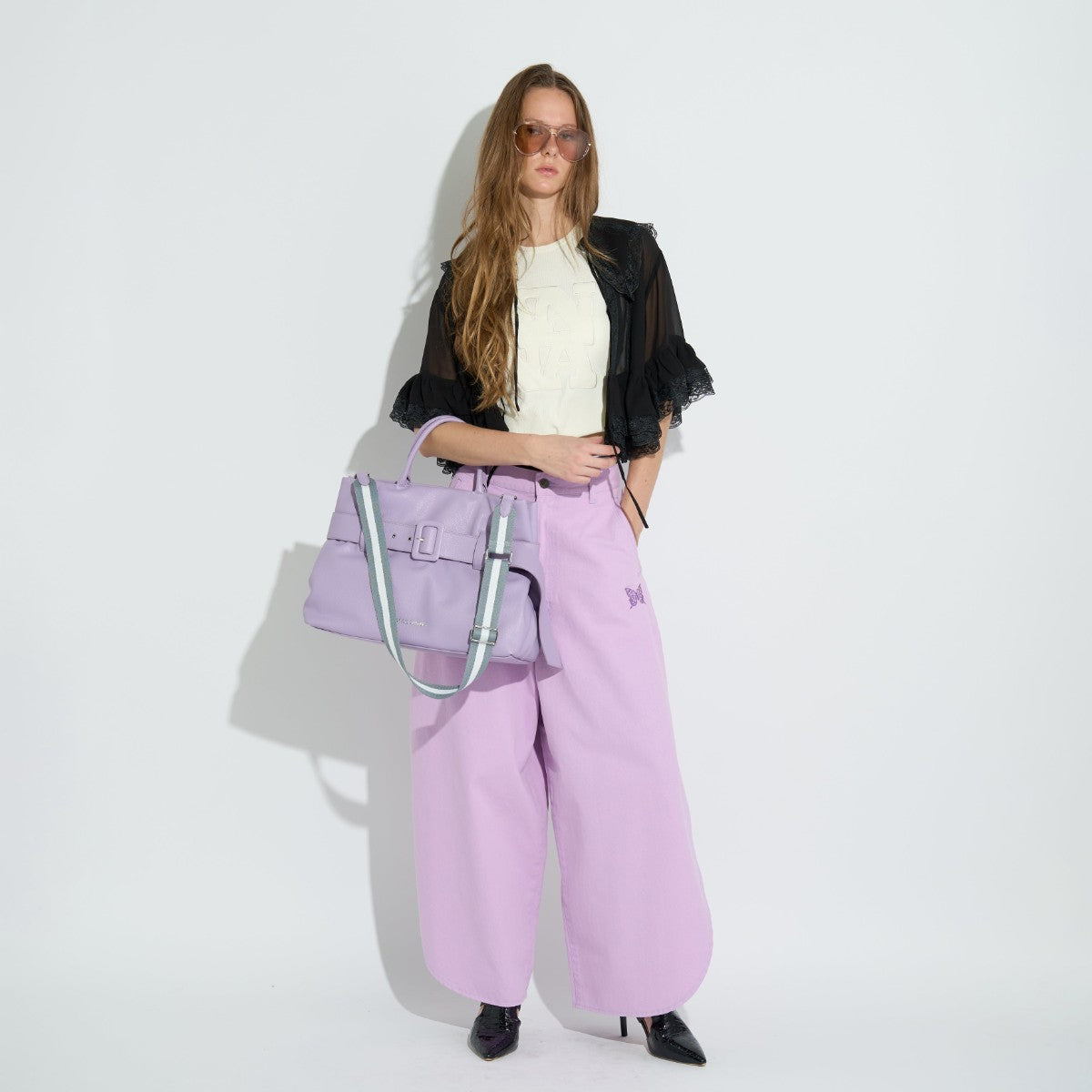 SIDE SLIT DENIM LONG PANTS