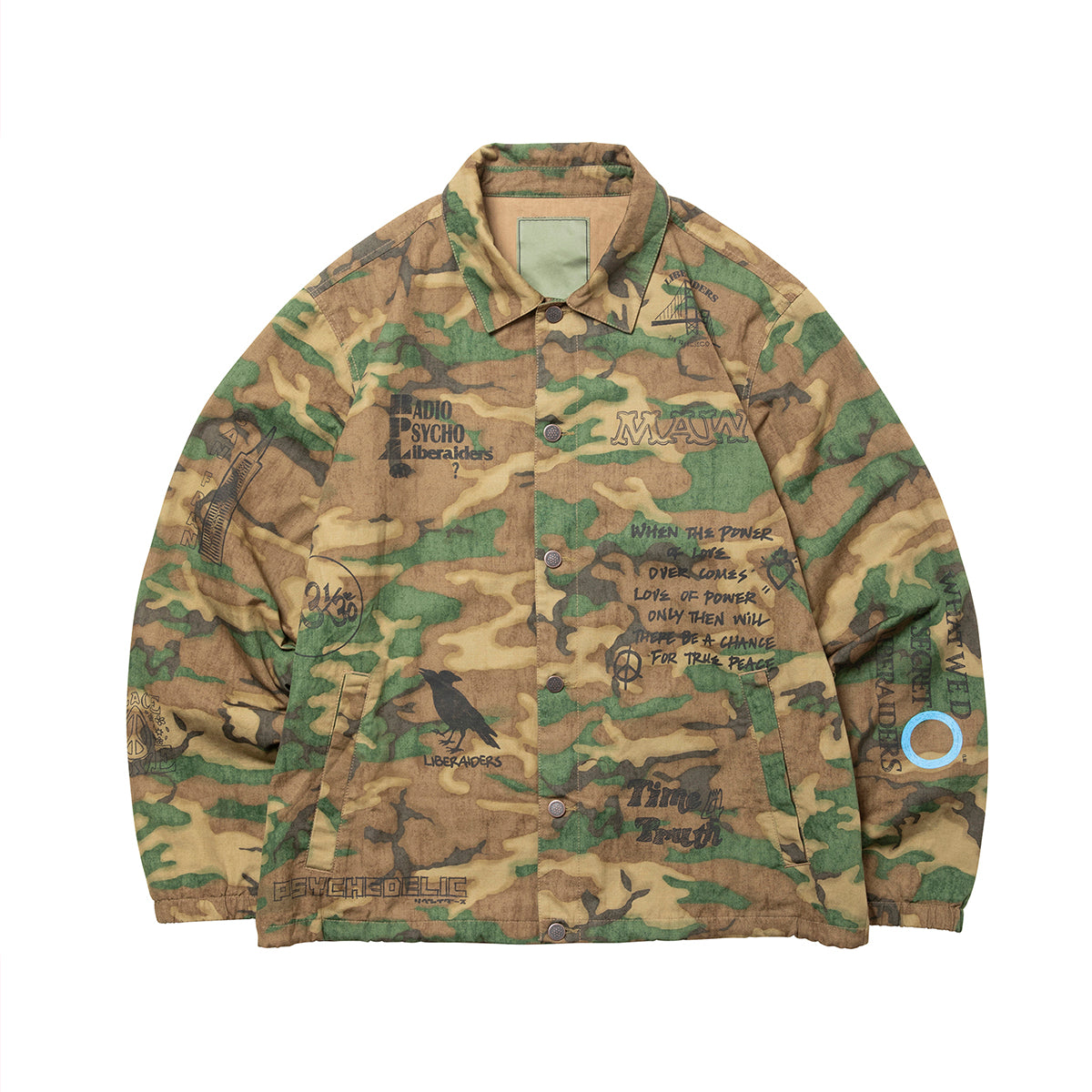 HANDWRITING CAMO COACH JACKET
