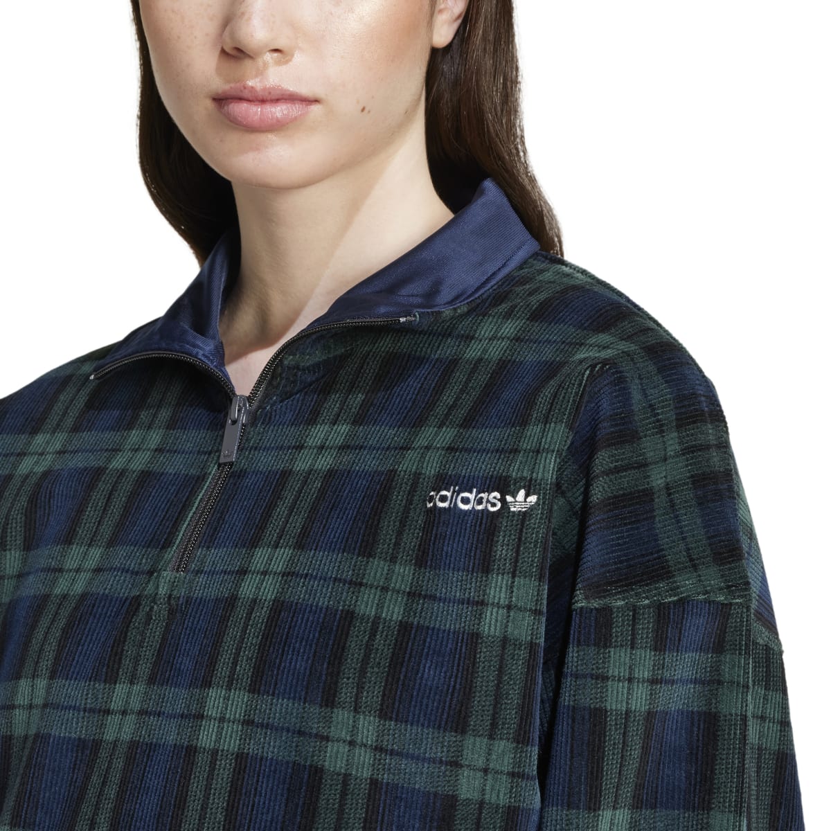 CORDUROY TARTAN HALF ZIP