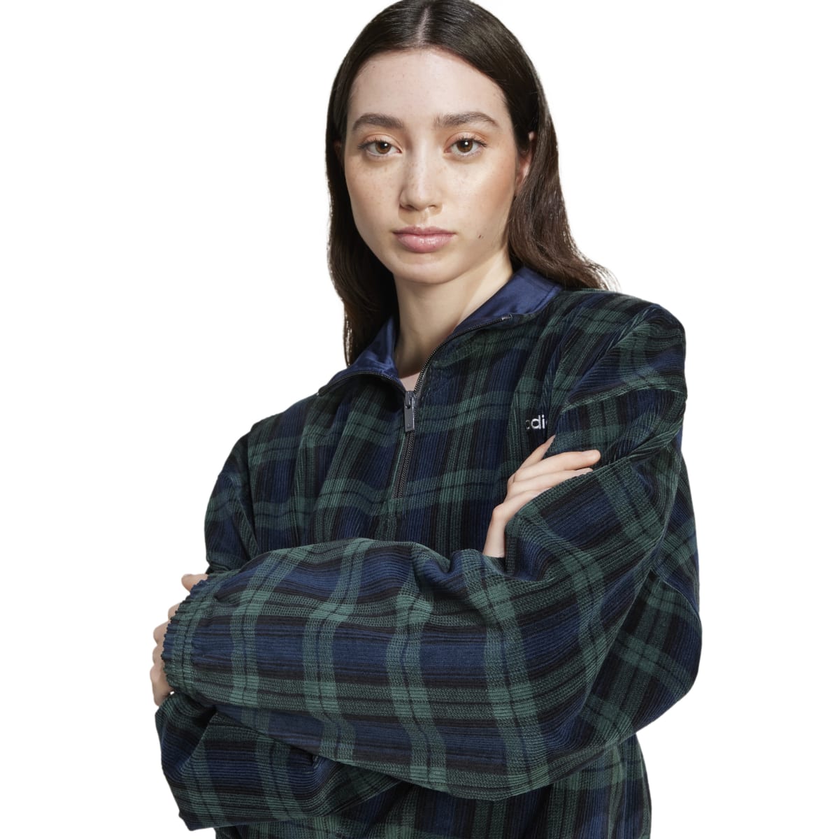 CORDUROY TARTAN HALF ZIP
