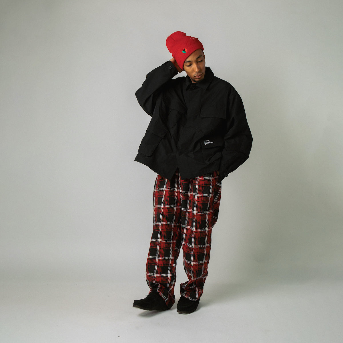 Double Layered Check Wide Pants