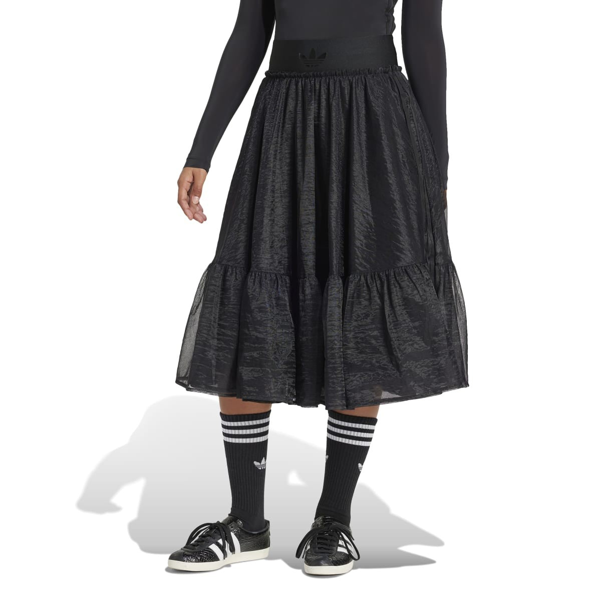 adidas Originals WAISTBAND TULLE MAXI SKIRT アディダスオリジナルス ウエストバンド チュール マキシスカート KSO46【レディース チュールスカート マキシ丈 レース 25FW】