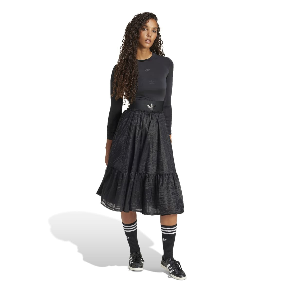 adidas Originals WAISTBAND TULLE MAXI SKIRT アディダスオリジナルス ウエストバンド チュール マキシスカート KSO46【レディース チュールスカート マキシ丈 レース 25FW】