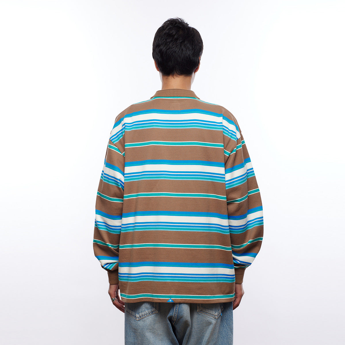MULTI STRIPE L/S POLO SHIRT