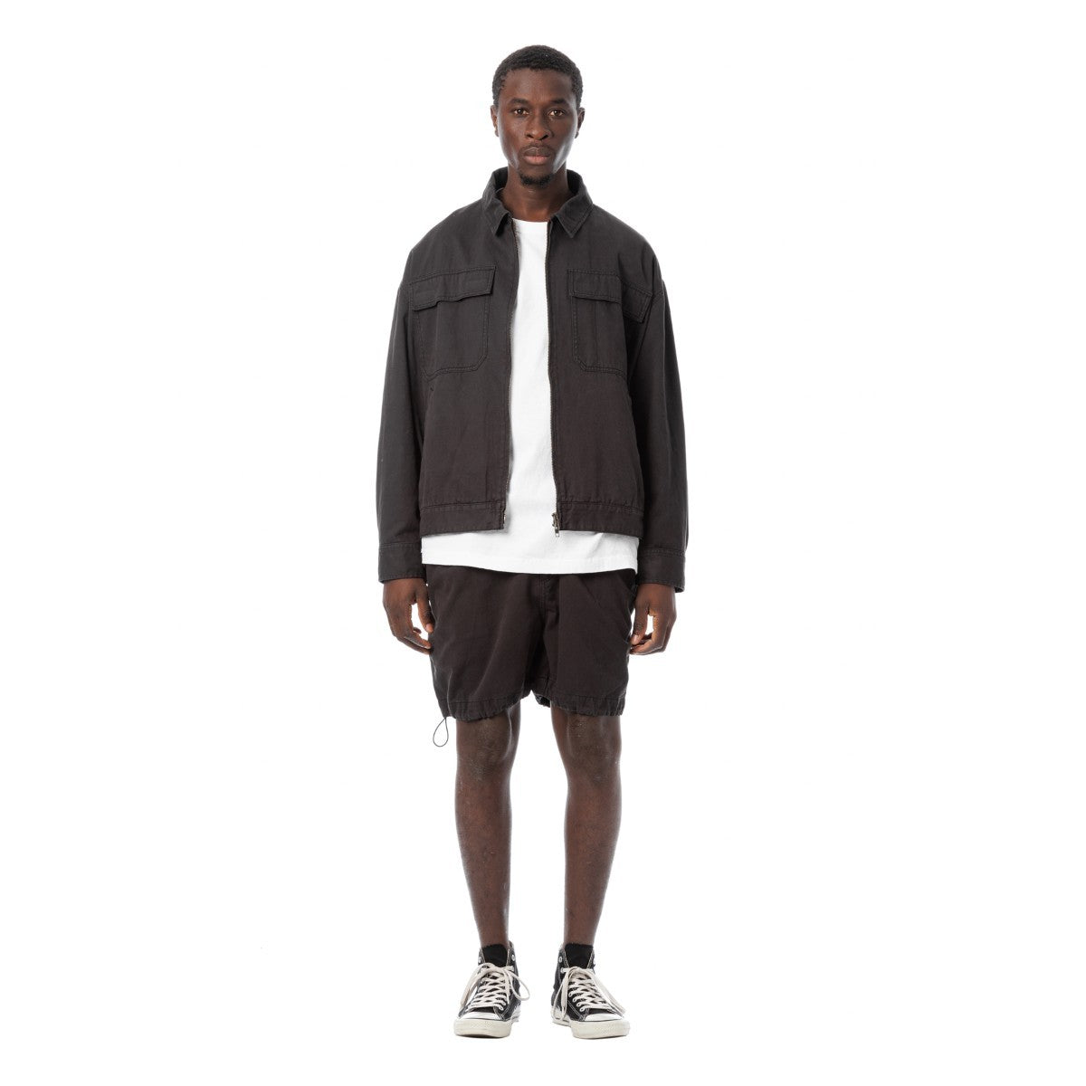 Sandinista Vintage Chino Tuck Shorts Overdyed - VINTAGE BLACK