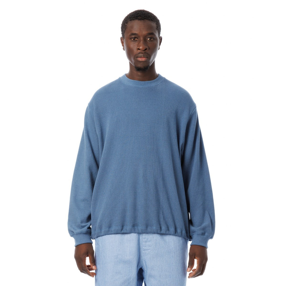 Sandinista 2 Tone Cotton Knit Top - SMOKE BLUE