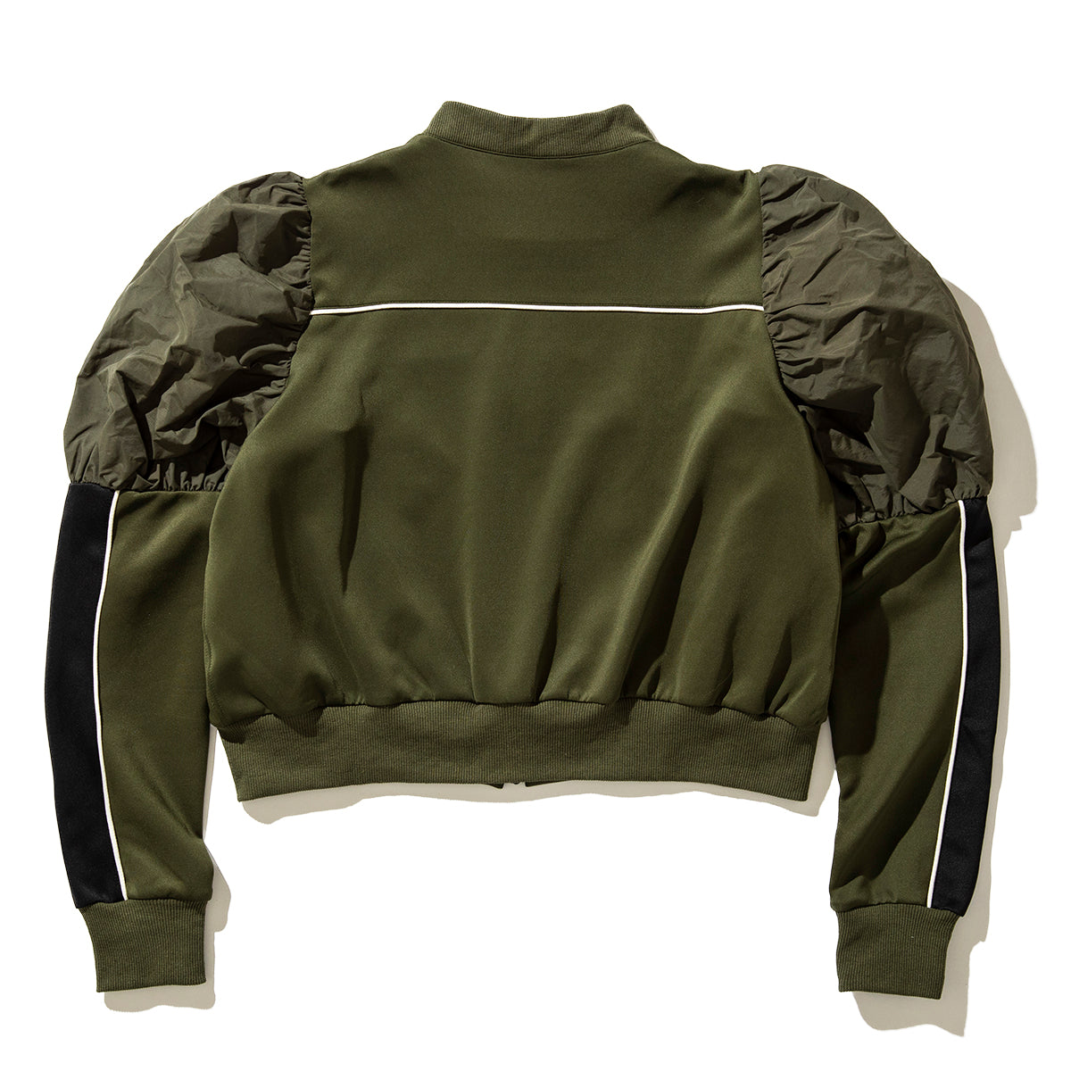 PUFF SLEEVE ZIP-UP JERSEY