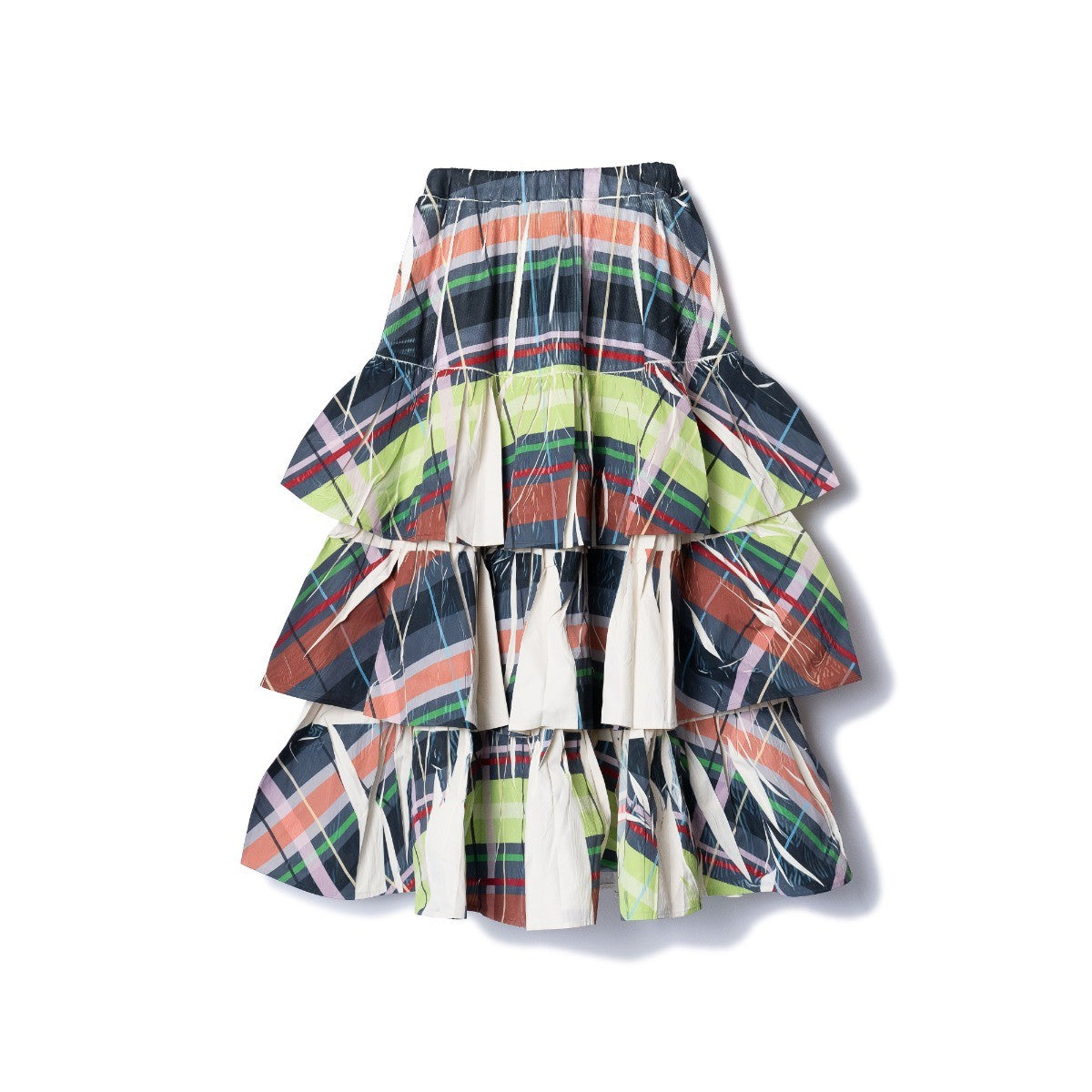 DIRECT PRINT RIB GATHER LONG SKIRT