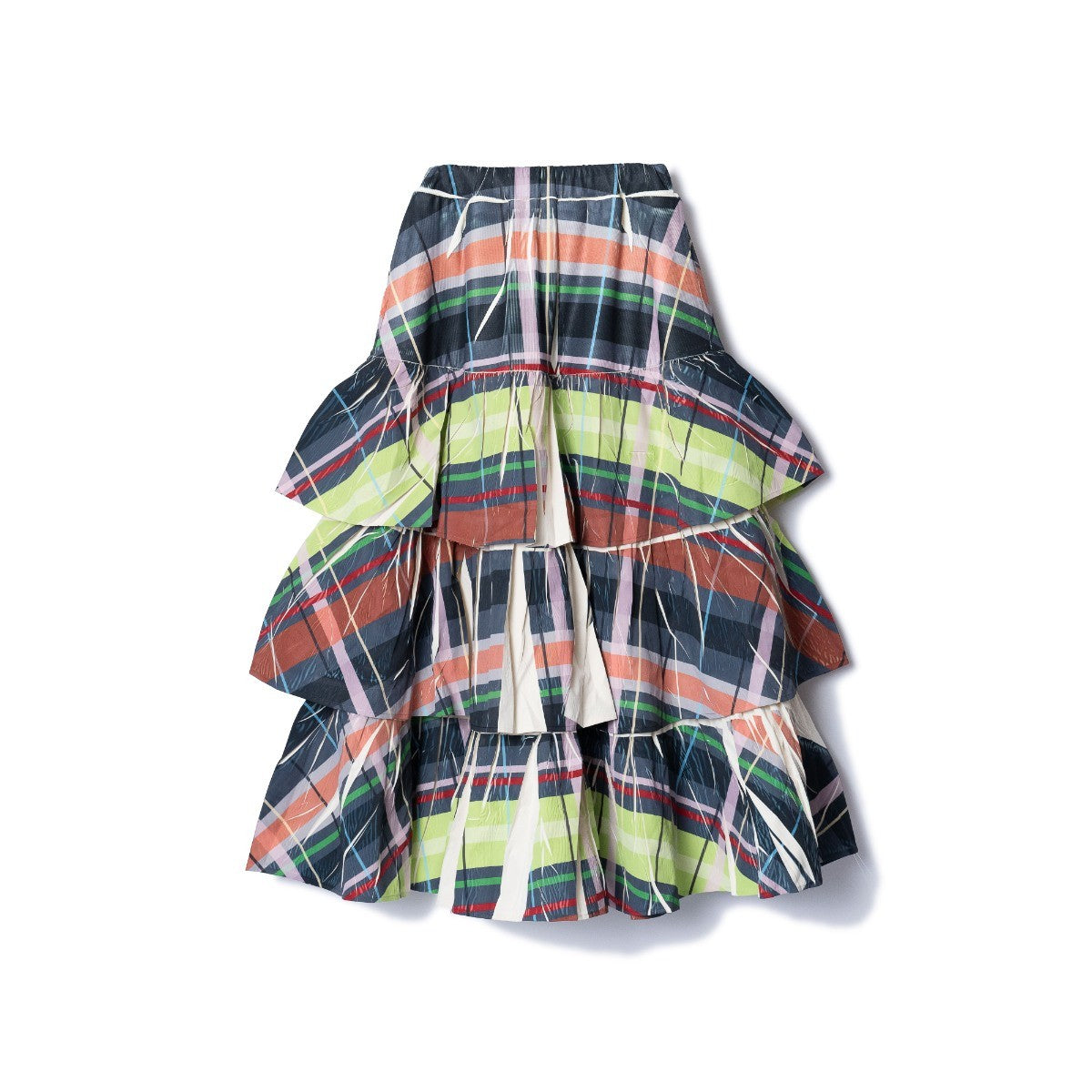 DIRECT PRINT RIB GATHER LONG SKIRT