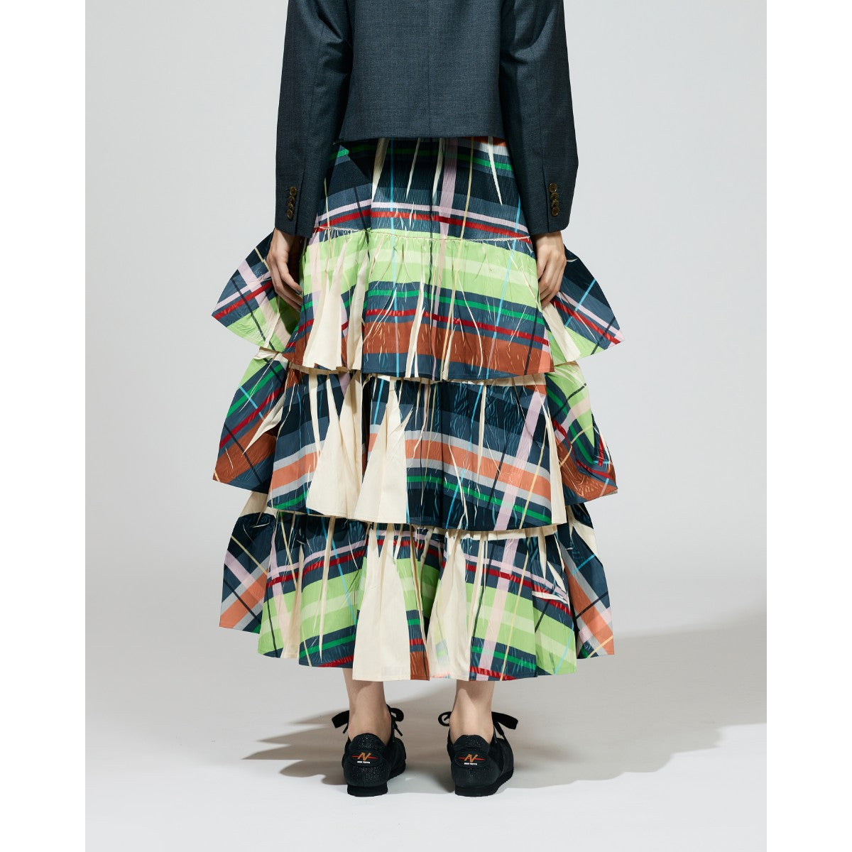 DIRECT PRINT RIB GATHER LONG SKIRT