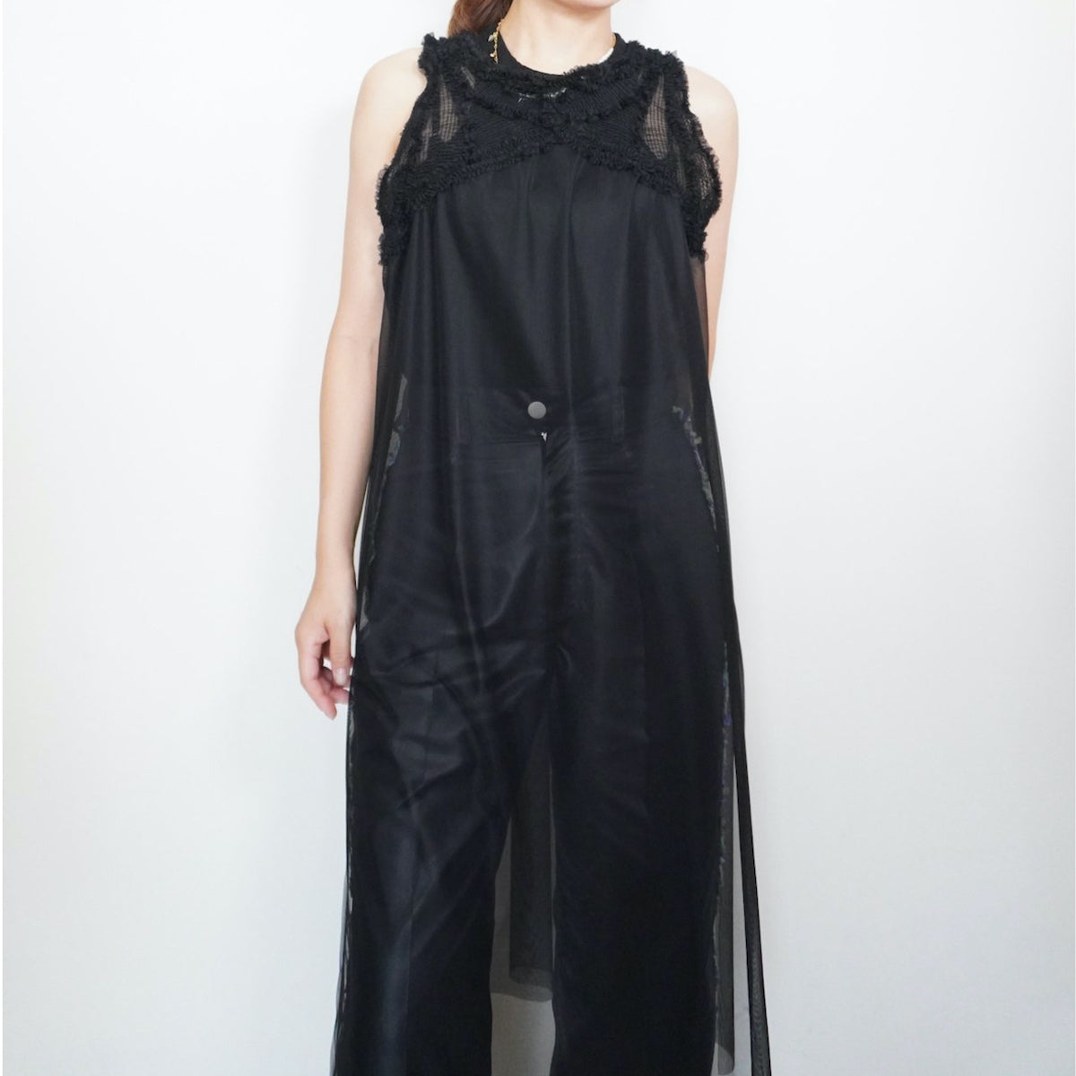 YuumiARIA EMBROIDARY TULLE DRESS ユウミアリア エンブロイダリー チュール ドレス 251-AS023【レディース ドレス シアードレス レイヤード 透け感 刺繍 25SS】