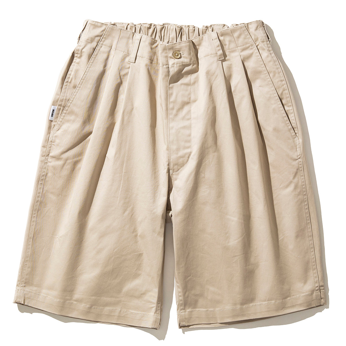 STRETCH CHINO CLOTH TWO TUCK WIDE HALF PANTS