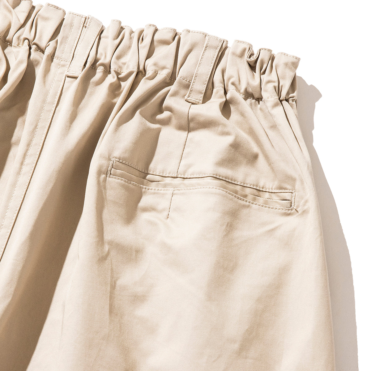 STRETCH CHINO CLOTH TWO TUCK WIDE HALF PANTS