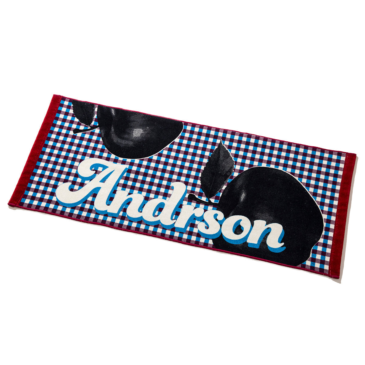 &RSON VACATION APPLE FACE TOWEL アンダーソン バケーション アップル フェイスタオル 2503-AND-ZOX0013【メンズ フェイスタオル グラフィックプリント チェック柄 吸水性 綿素材 25SS】