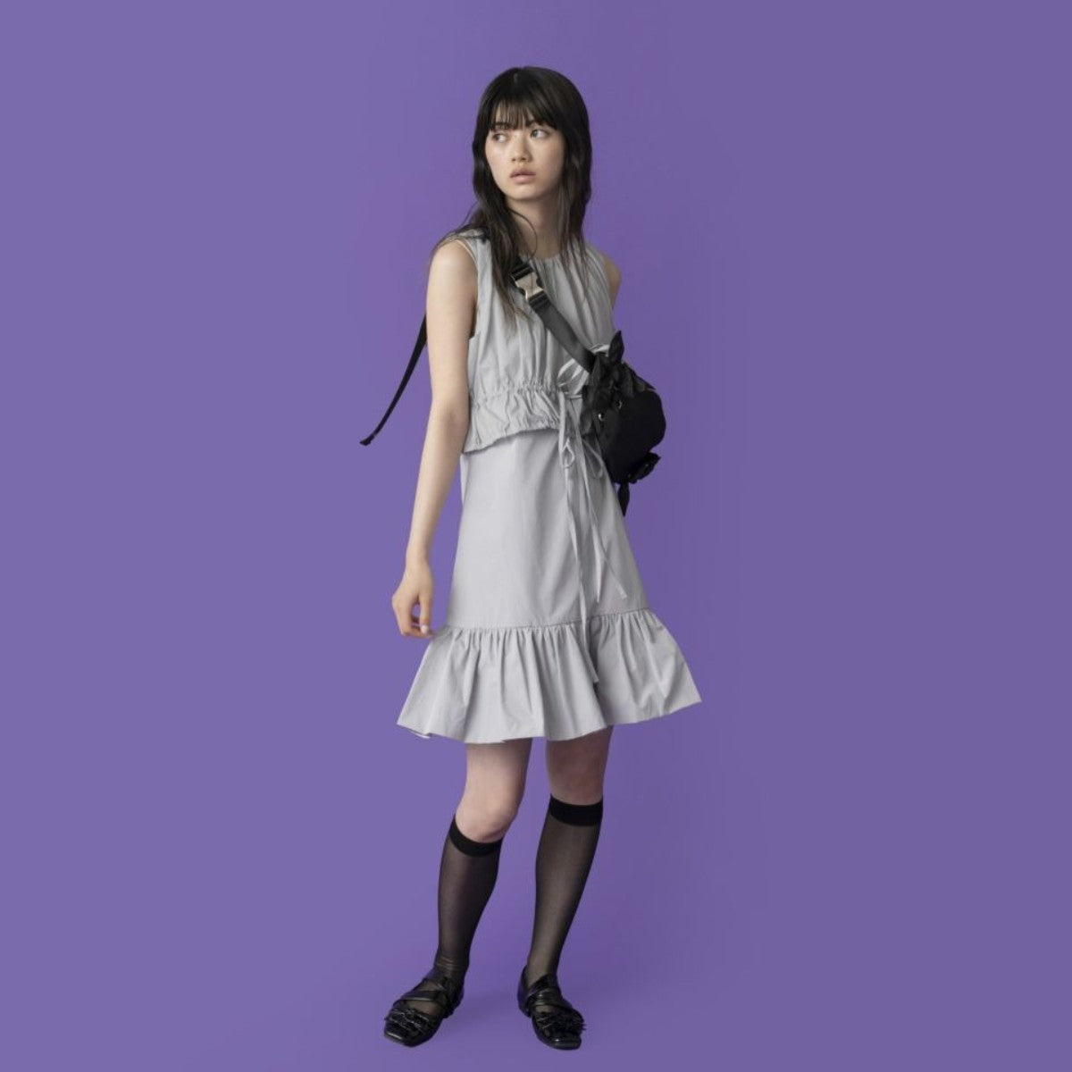 Casselini Ribbon Waist Pouch キャセリーニ リボンウエストポーチ 252-110504【レディース ウエストポーチ 軽量 リボン付き 光沢素材 2WAY仕様 25FW】