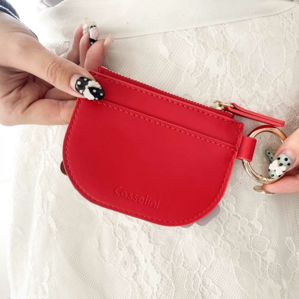 Casselini Flower Motif Coin Case キャセリーニ フラワーモチーフコインケース 252-110607【レディース コインケース カード入れ カラビナ チャーム 25FW】