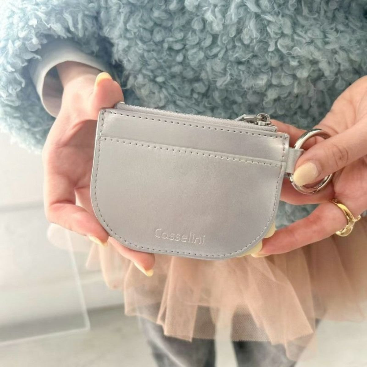 Casselini Flower Motif Coin Case キャセリーニ フラワーモチーフコインケース 252-110607【レディース コインケース カード入れ カラビナ チャーム 25FW】