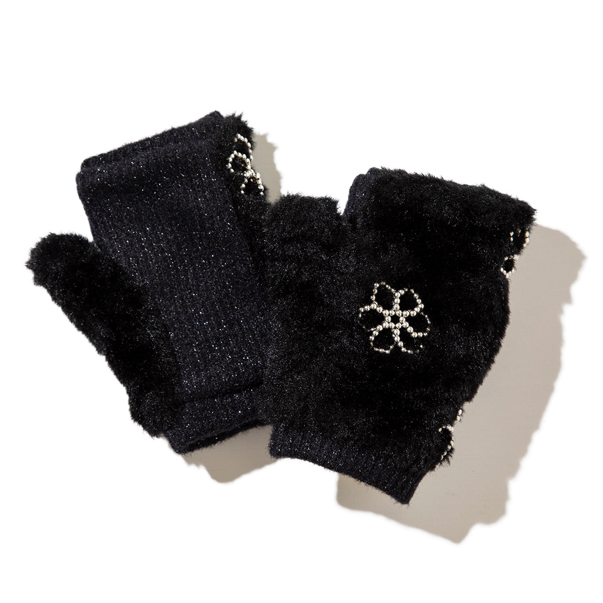 Casselini Flower Motif Gloves キャセリーニ フラワーモチーフグローブ 252-112204【レディース フィンガーレスグローブ 手袋 防寒 スマホ対応 25FW】