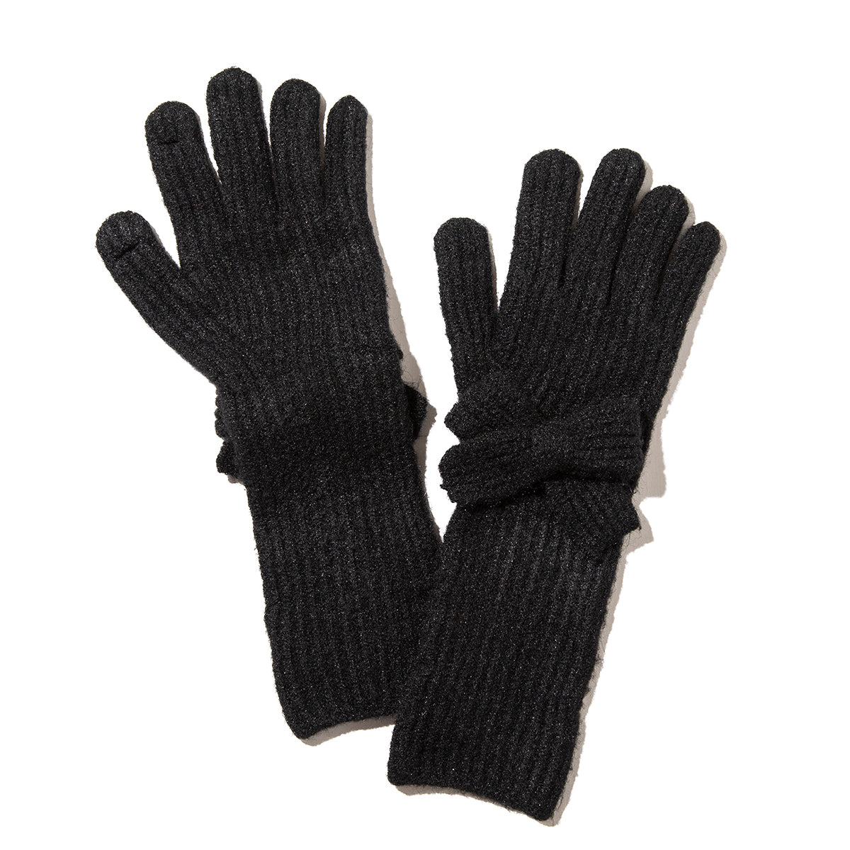 Casselini Long Knit Ribbon Gloves キャセリーニ ロングニットリボングローブ 252-112205【レディース ウール 手袋 レディース 防寒 リボン 25FW】