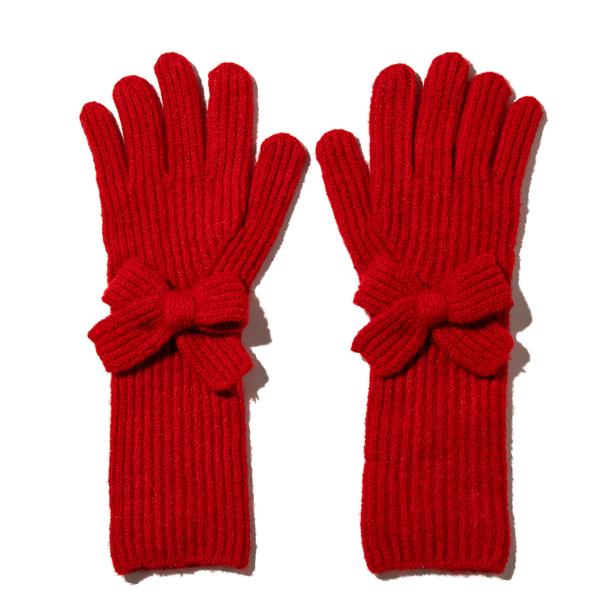 Casselini Long Knit Ribbon Gloves キャセリーニ ロングニットリボングローブ 252-112205【レディース ウール 手袋 レディース 防寒 リボン 25FW】