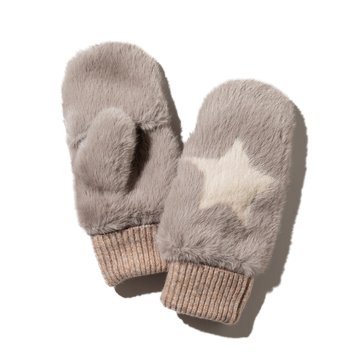 CONTROL FREAK STAR FAUX FUR MITTENS コントロールフリーク スターフェイクファーミトン 252-122204【レディース ポリエステル100% フェイクファー シャギー感 パッチワーク 25FW】