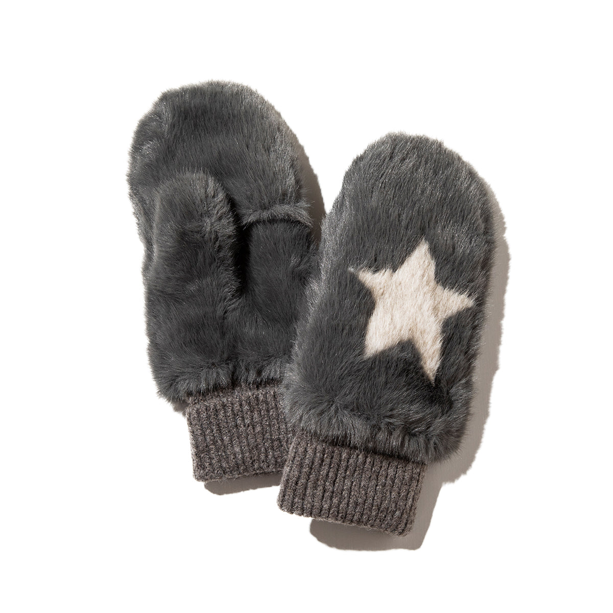 CONTROL FREAK STAR FAUX FUR MITTENS コントロールフリーク スターフェイクファーミトン 252-122204【レディース ポリエステル100% フェイクファー シャギー感 パッチワーク 25FW】
