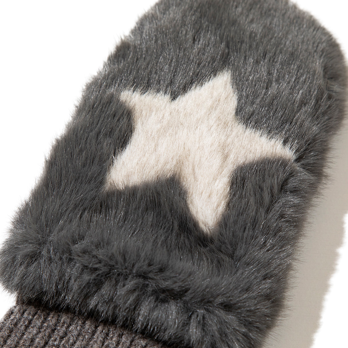 CONTROL FREAK STAR FAUX FUR MITTENS コントロールフリーク スターフェイクファーミトン 252-122204【レディース ポリエステル100% フェイクファー シャギー感 パッチワーク 25FW】
