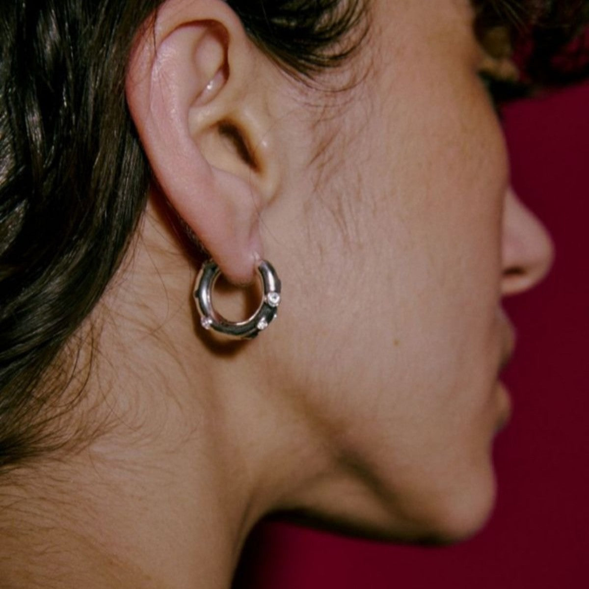 LAPUIS Garden hoop pierced earrings ラピュイ ガーデン フープ ピアス イヤリング 252-220110【レディース ピアス イヤリング ジルコニア 25FW】