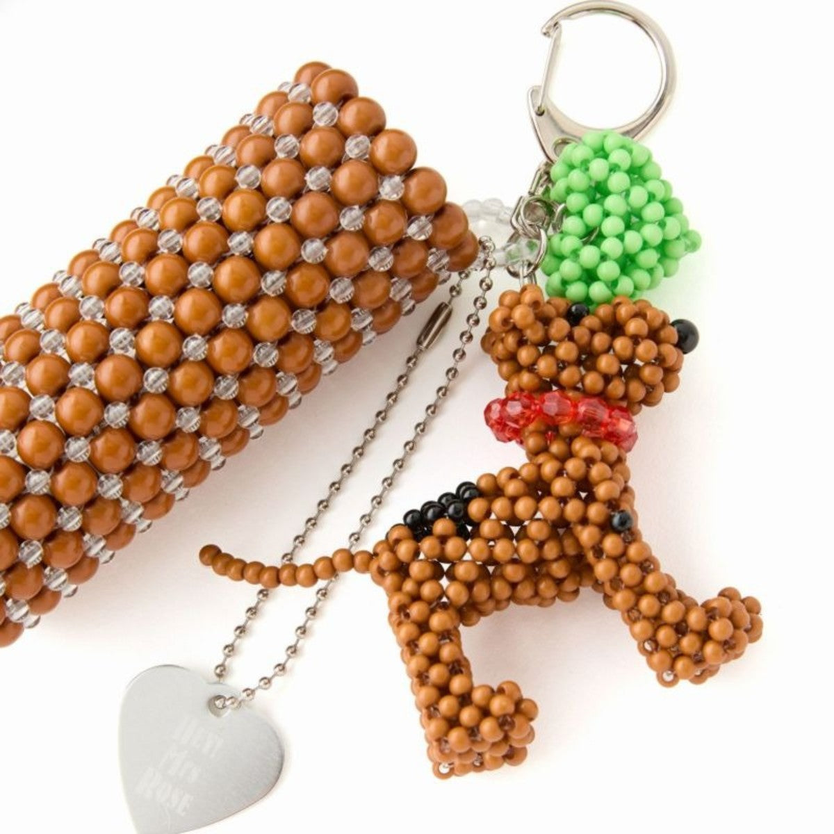 HEY! Mrs ROSE Beads Lip Keycharm ヘイ!ミセスローズ ビーズ リップ キーチャーム 253-140102【レディース ビーズ チャーム ハンドメイド バッグアクセサリー リップケース 25FW】