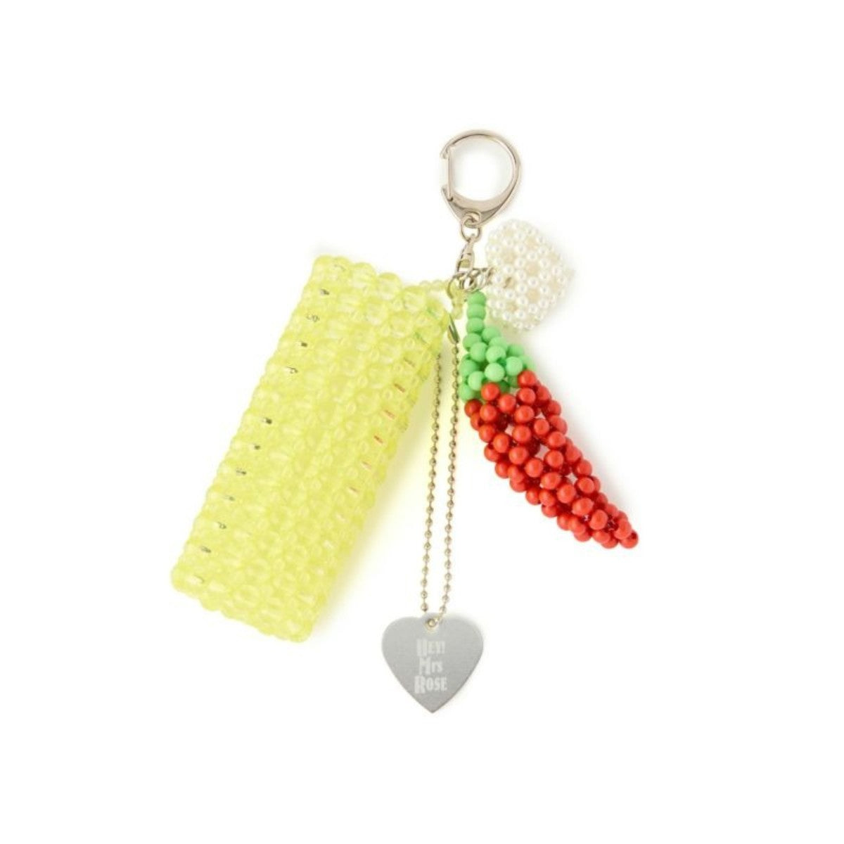 HEY! Mrs ROSE Beads Lip Keycharm ヘイ!ミセスローズ ビーズ リップ キーチャーム 253-140102【レディース ビーズ チャーム ハンドメイド バッグアクセサリー リップケース 25FW】