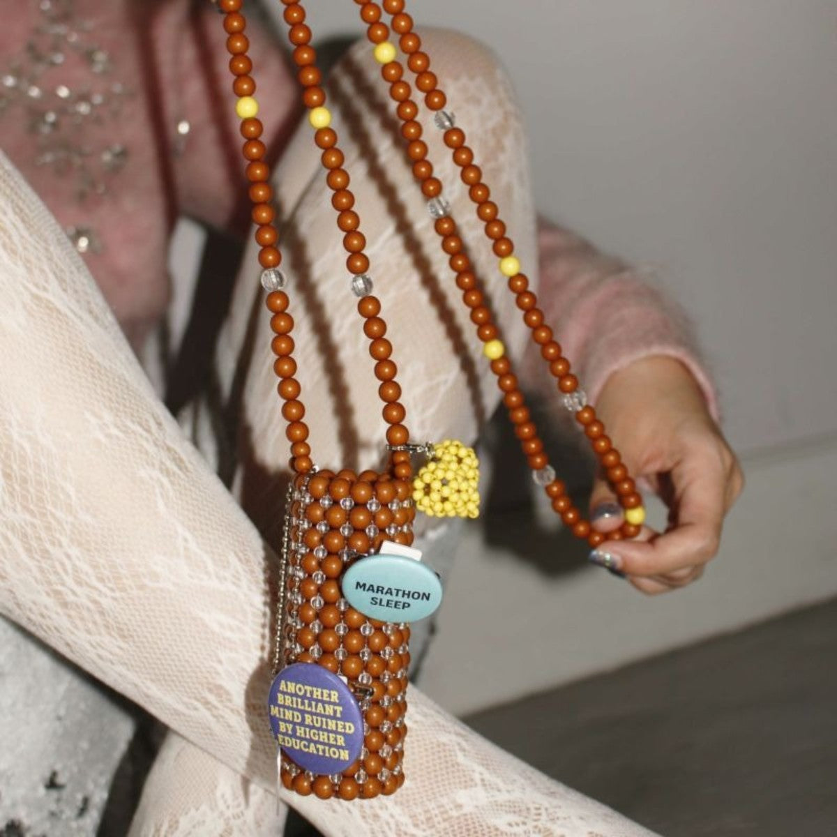 HEY! Mrs ROSE Beads Lip Necklace ヘイ!ミセスローズ ビーズ リップ ネックレス 253-140103【レディース ビーズ ネックレス バッグチャーム ハンドメイド アクセサリー リップケース 25FW】