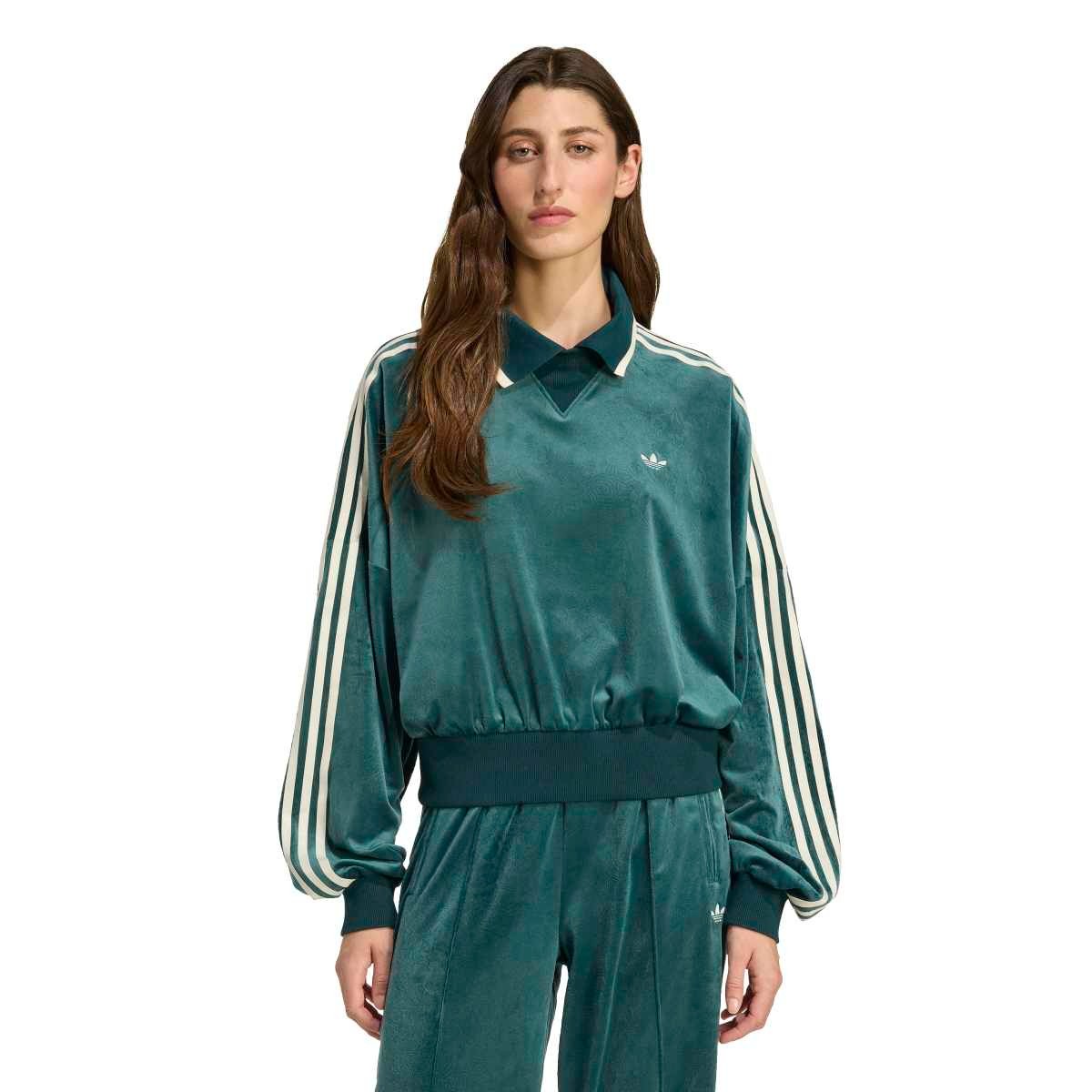 adidas Originals adidas Originals × Liberty London Embossed Velvet Sweatshirt アディダスオリジナルス アディダス オリジナルス × リバティ ロンドン エンボス加工 ベルベット スウェットシャツ BY272【レディース スウェット ベルベット オーバーサイズ コラボ 25FW】