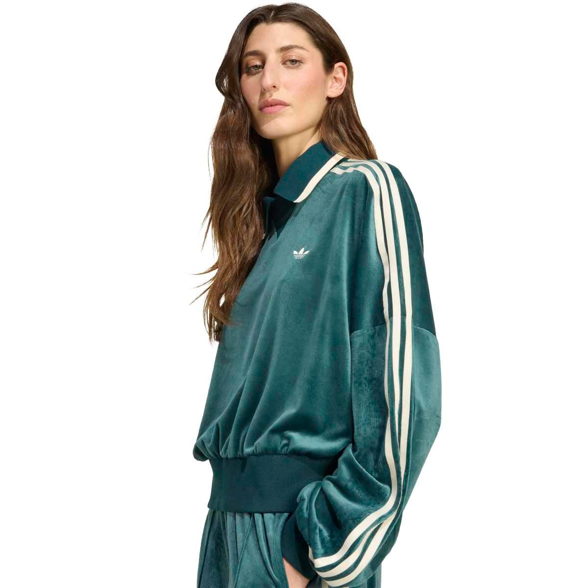 adidas Originals adidas Originals × Liberty London Embossed Velvet Sweatshirt アディダスオリジナルス アディダス オリジナルス × リバティ ロンドン エンボス加工 ベルベット スウェットシャツ BY272【レディース スウェット ベルベット オーバーサイズ コラボ 25FW】